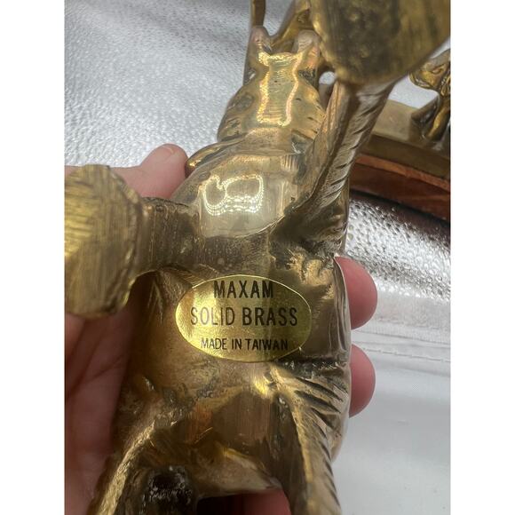 vintage Brass elephants statue‎ trunks up LUCKY  SOLID BRASS - Picture 10 of 13